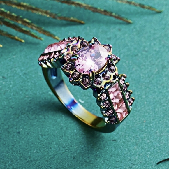 New Pink Sapphire Rainbow Hematite Ring. - Picture 2 of 4